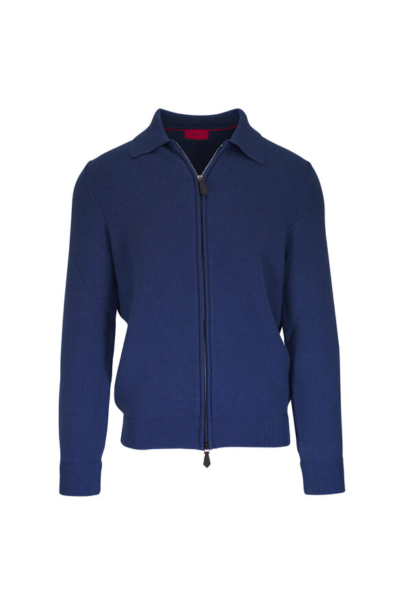 Brunello Cucinelli - Navy Blue Ribbed Zip Cardigan