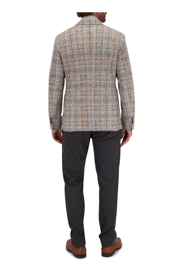 L.B.M. 1911 - Gray & Tan Overplaid Jersey Sportcoat 