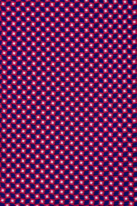Kiton Red Geometric Silk Necktie - view 2