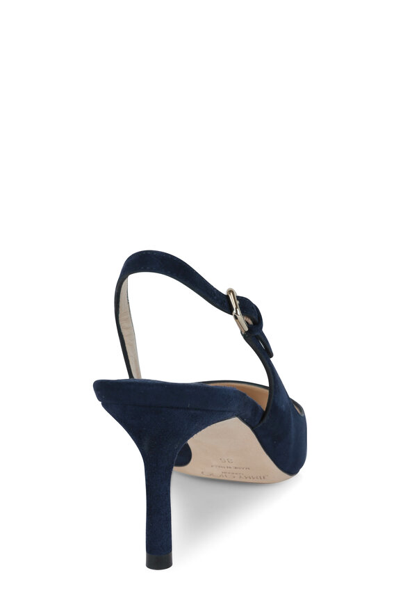 Jimmy Choo - Erin Navy Blue Suede Slingback, 60mm