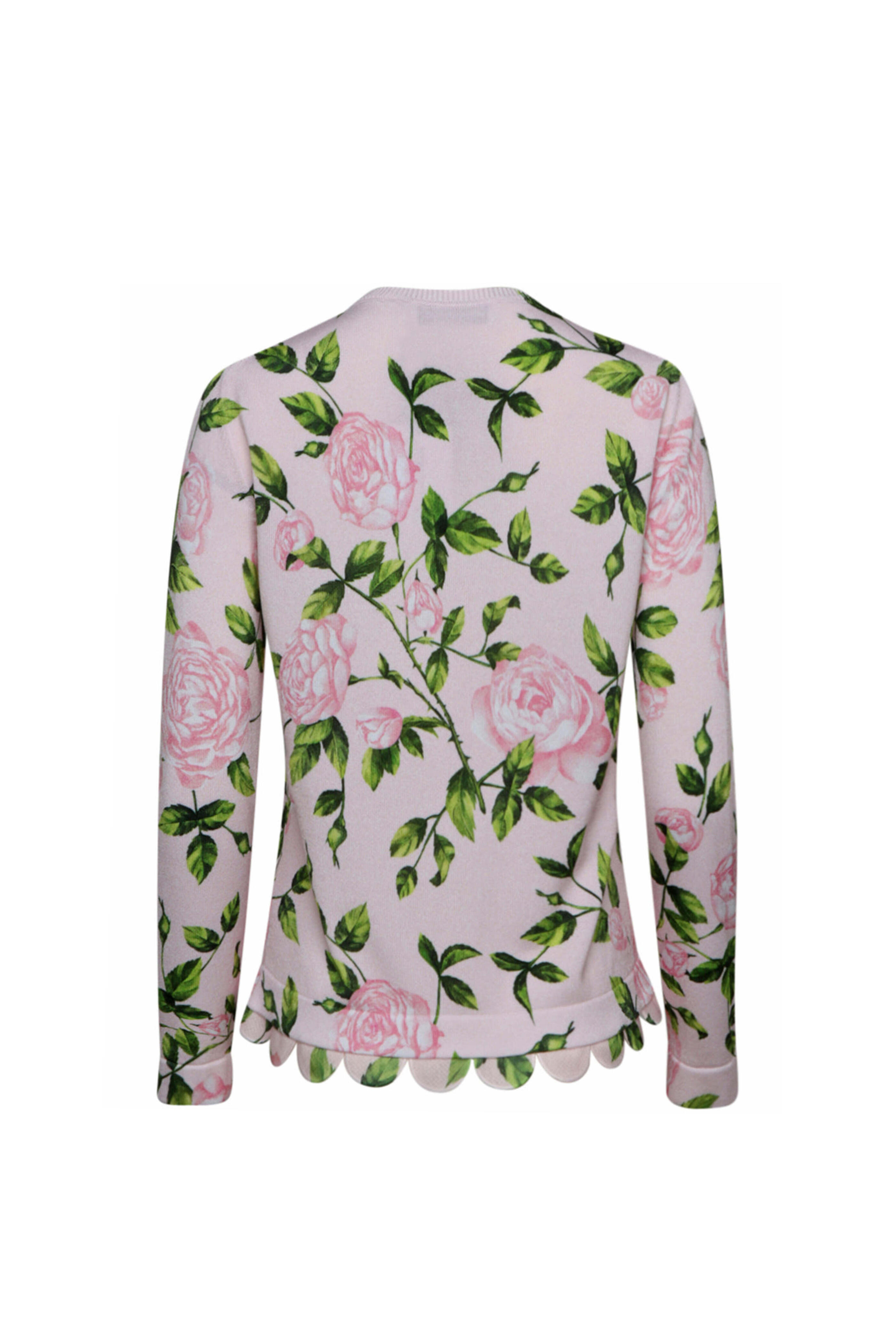 Oscar de la Renta - Blush Pink English Rose Jacquard Cardigan