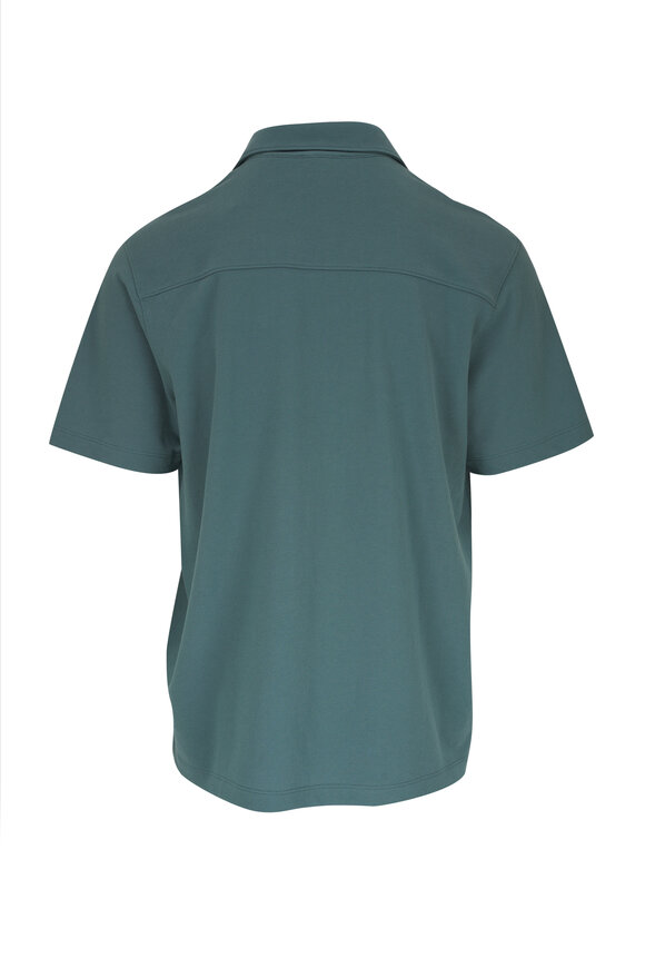 Vince - Teal Camp Collar Cotton Button Down Shirt