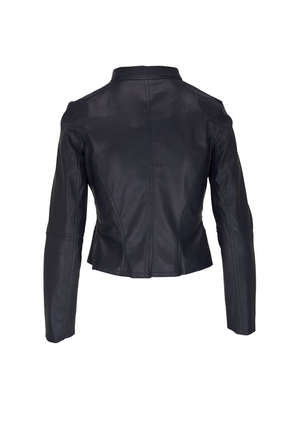 KZ_K Studio Navy Moto Drape Leather Jacket - view 2