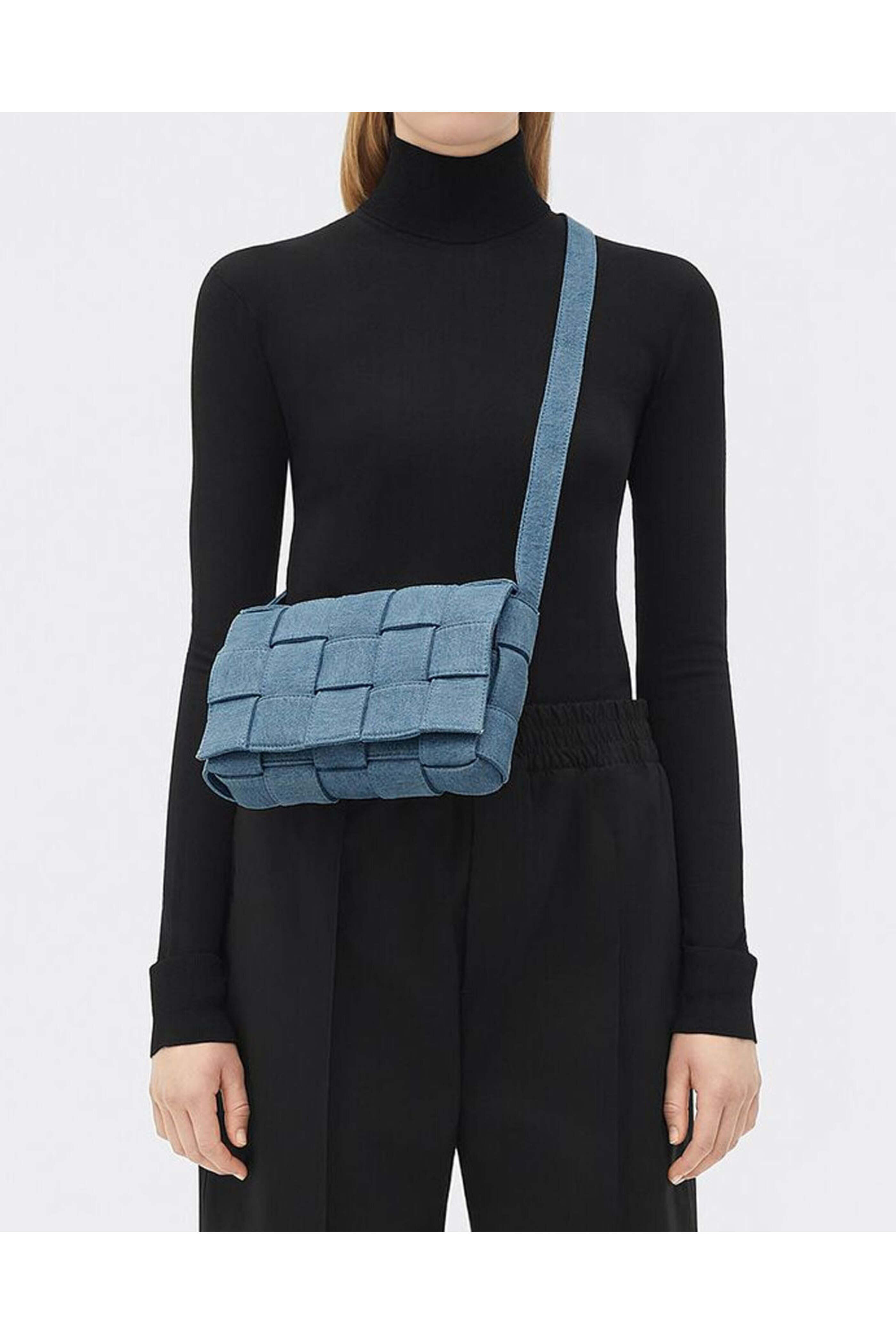 BOTTEGA VENETA カバン BOTTEGA VENETA Cassette green canvas & black leather trim