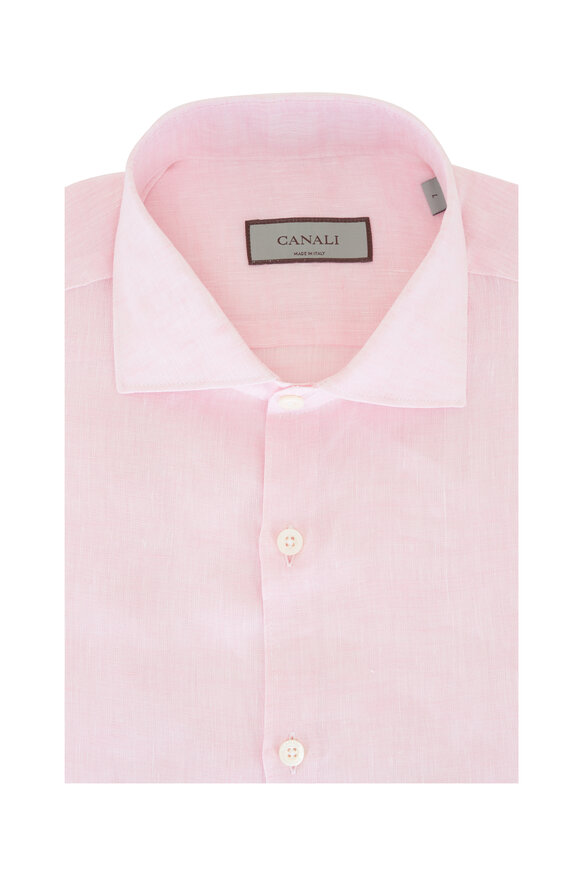 Canali Light Pink Linen Sport Shirt