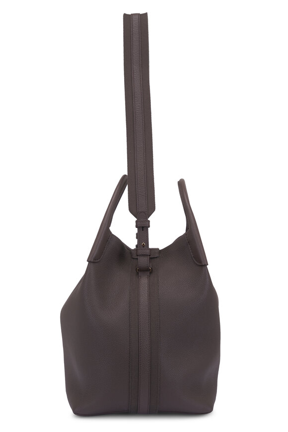Loro Piana Large Bale Dark Chocolate Leather Bucket Bag - view 3