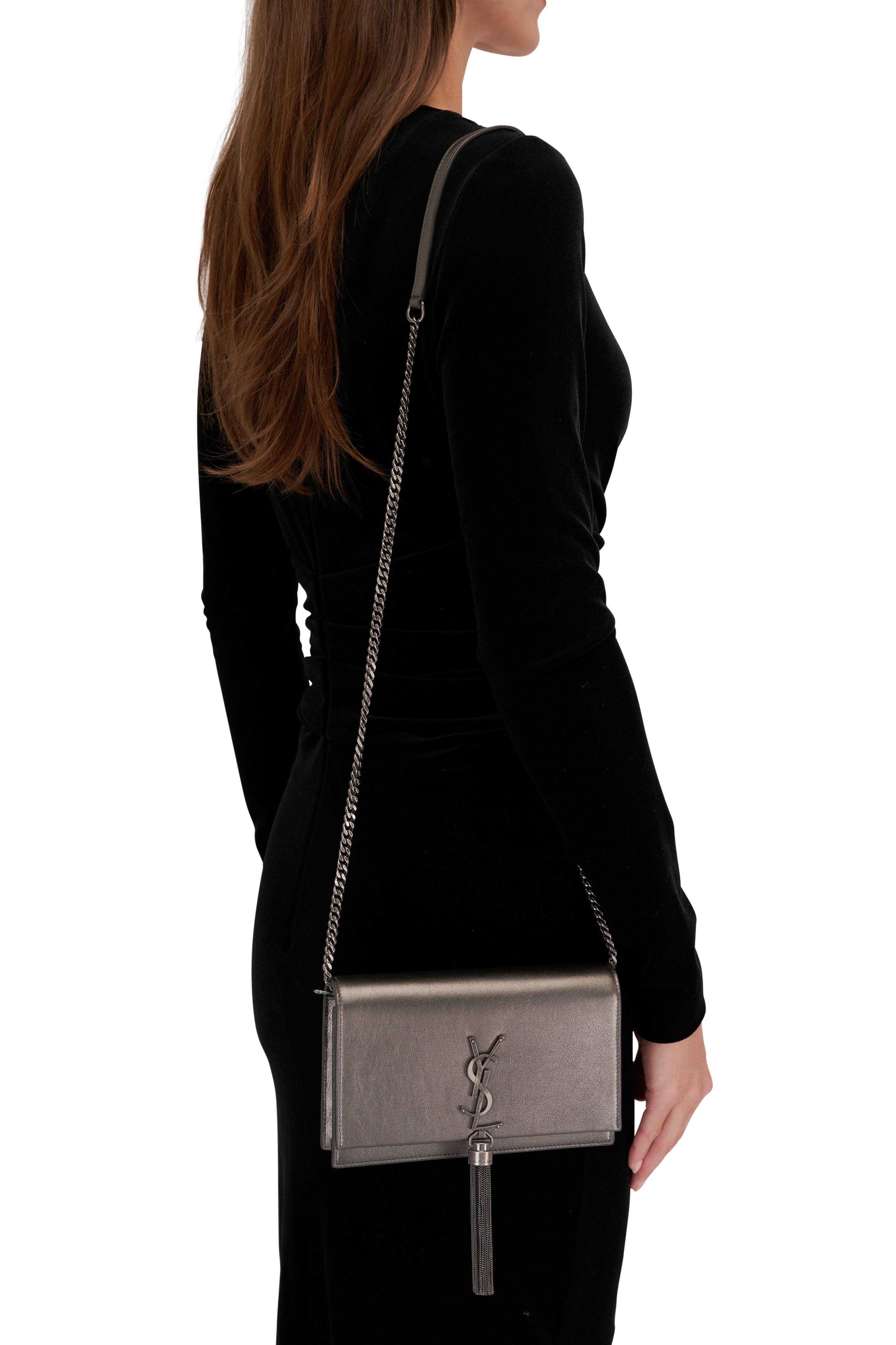 Black Kate small chain-tassel leather cross-body bag, Saint Laurent