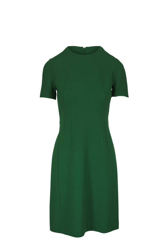 Akris Pine Wool Tailored Waist Sheath Dress