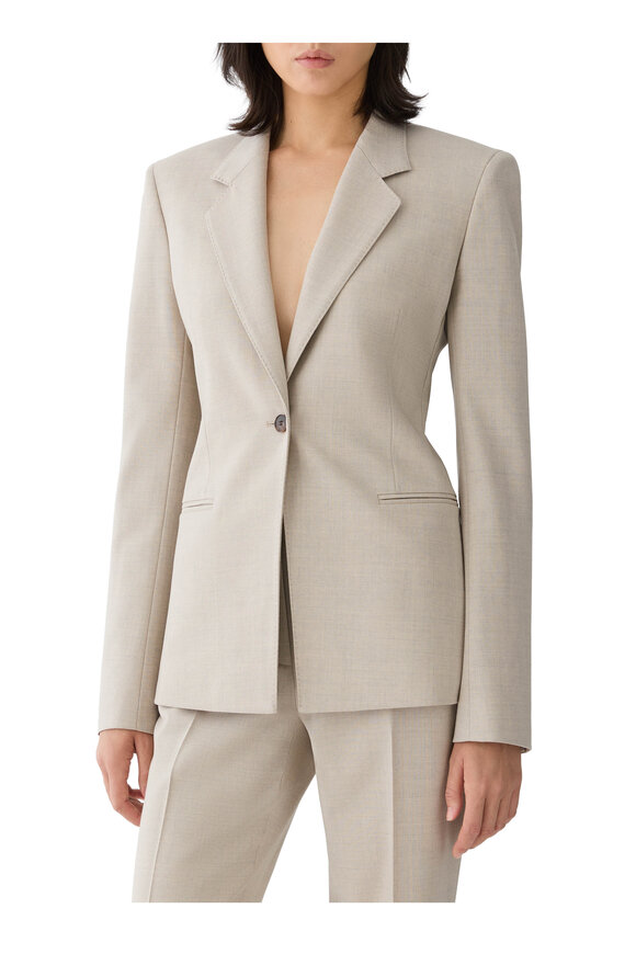 Lafayette 148 New York Sandstone Single Button Fitted Blazer - view 2