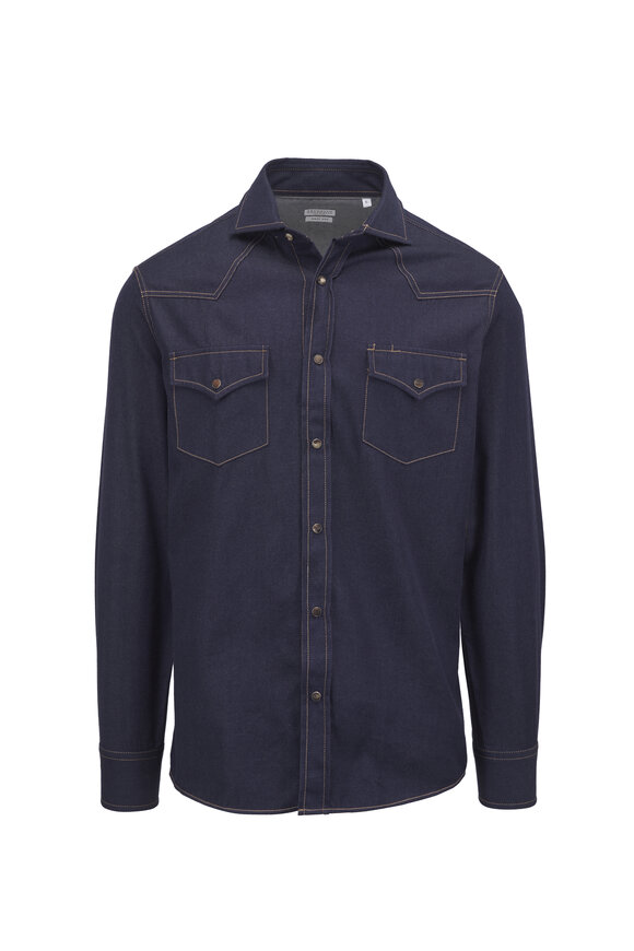 Brunello Cucinelli - Burnt Orange Corduroy Western Shirt