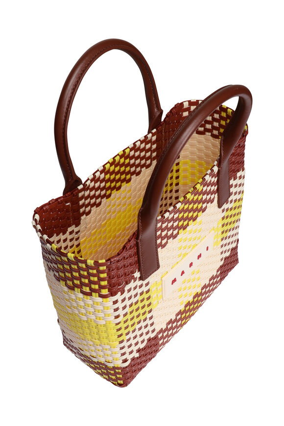 Marni Small Yellow & Brown Checkered Tote - view 5