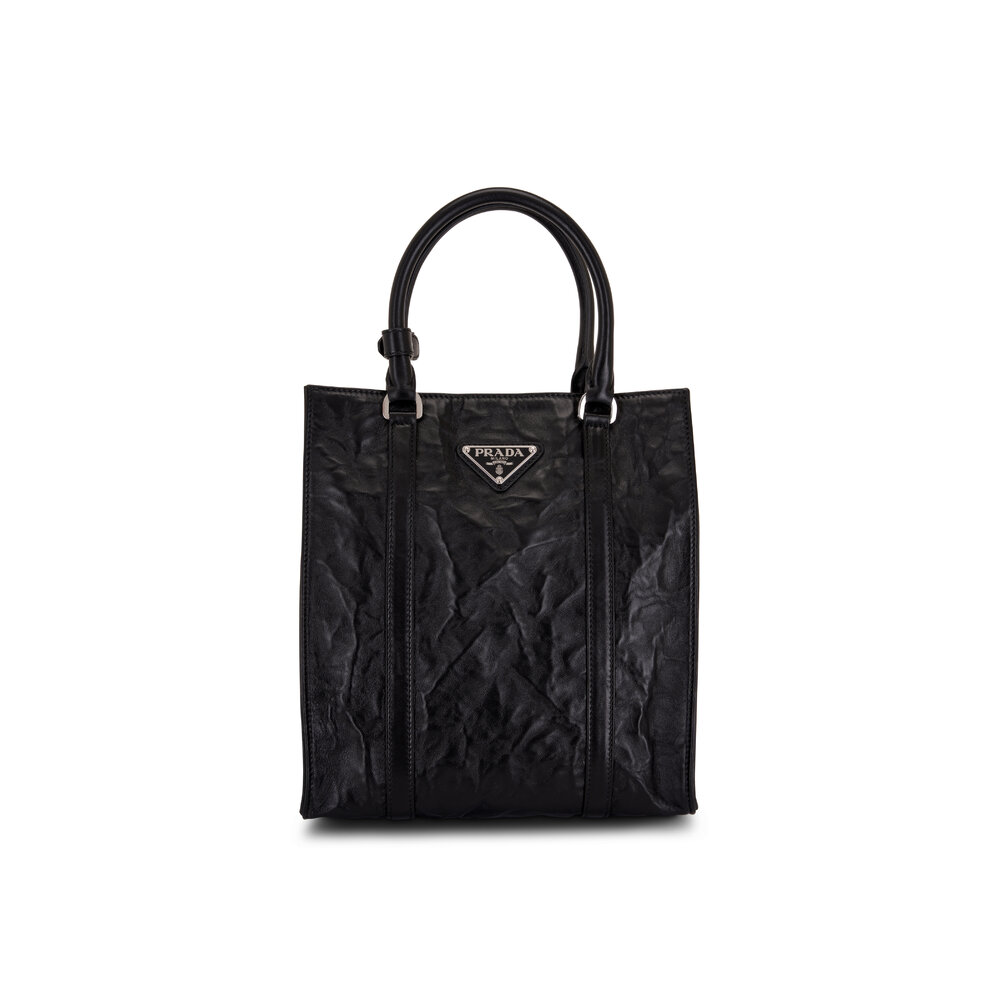 Prada - Black Antique Nappa Leather Mini Tote | Mitchell Stores