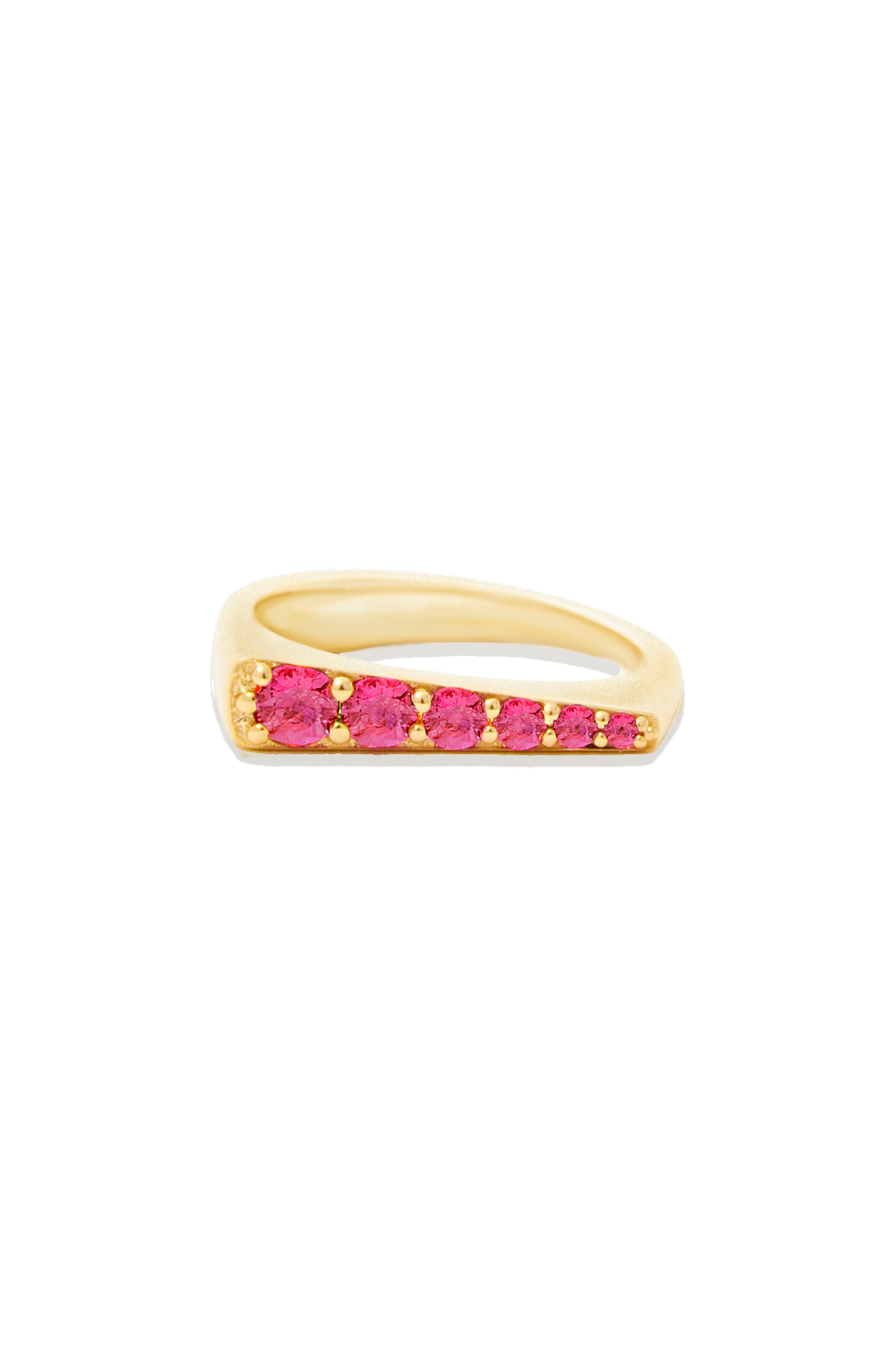 Campbell + Charlotte - Edge Tapered Pink Sapphire Stacking Ring