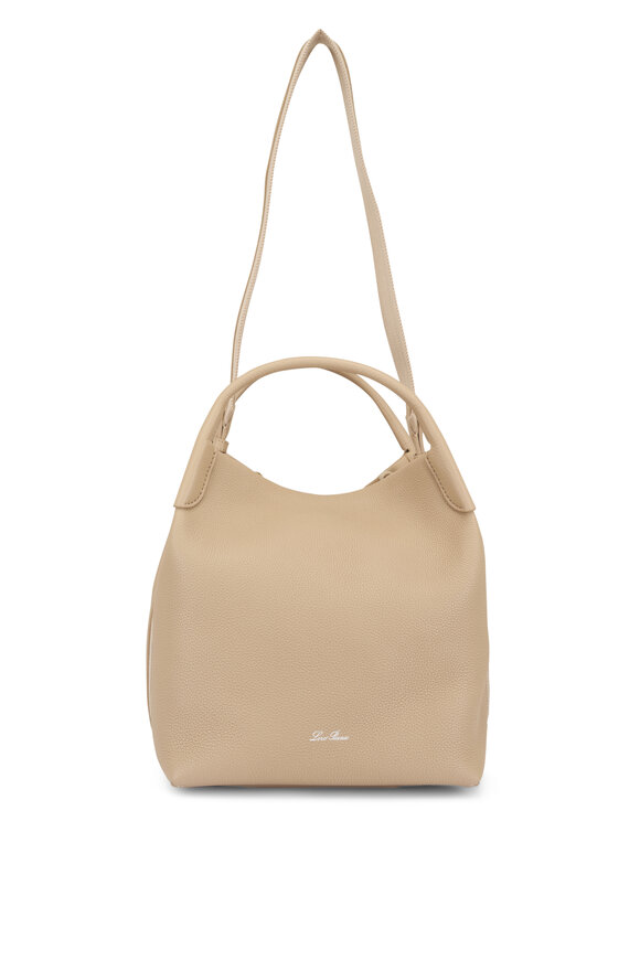 Loro Piana Large Bale Neutral Grained Leather Bucket Bag