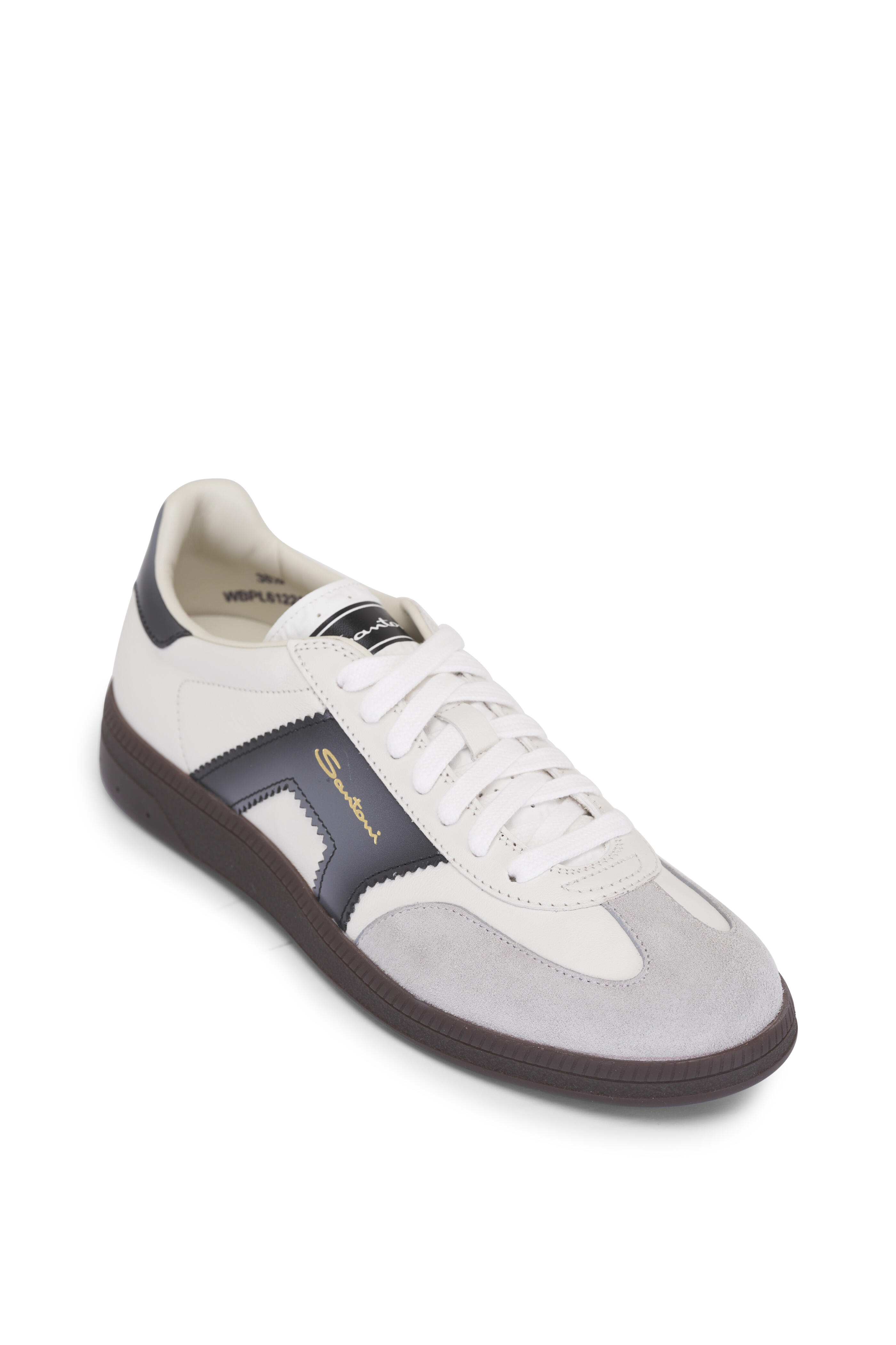 Santoni - Olympic White & Gray Low Top Sneaker | Mitchell Stores
