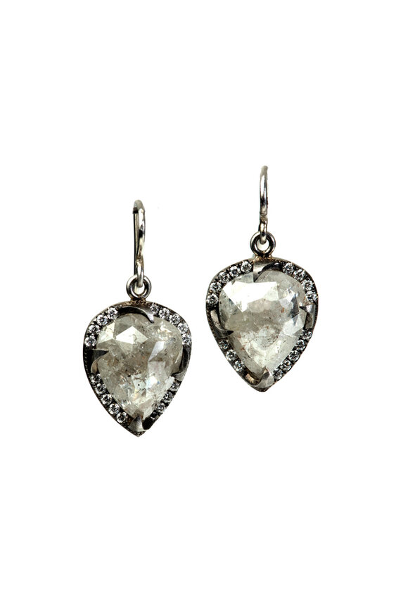 Sylva & Cie Platinum Rough Diamond Earrings - view 1