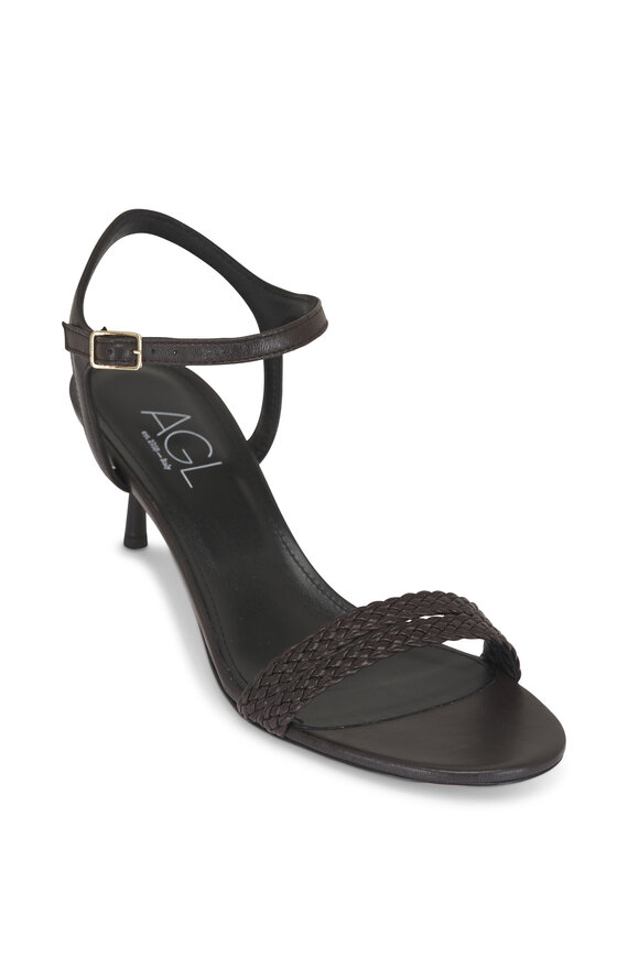 AGL Gioia Caffe Ankle Strap Leather Sandal, 55mm