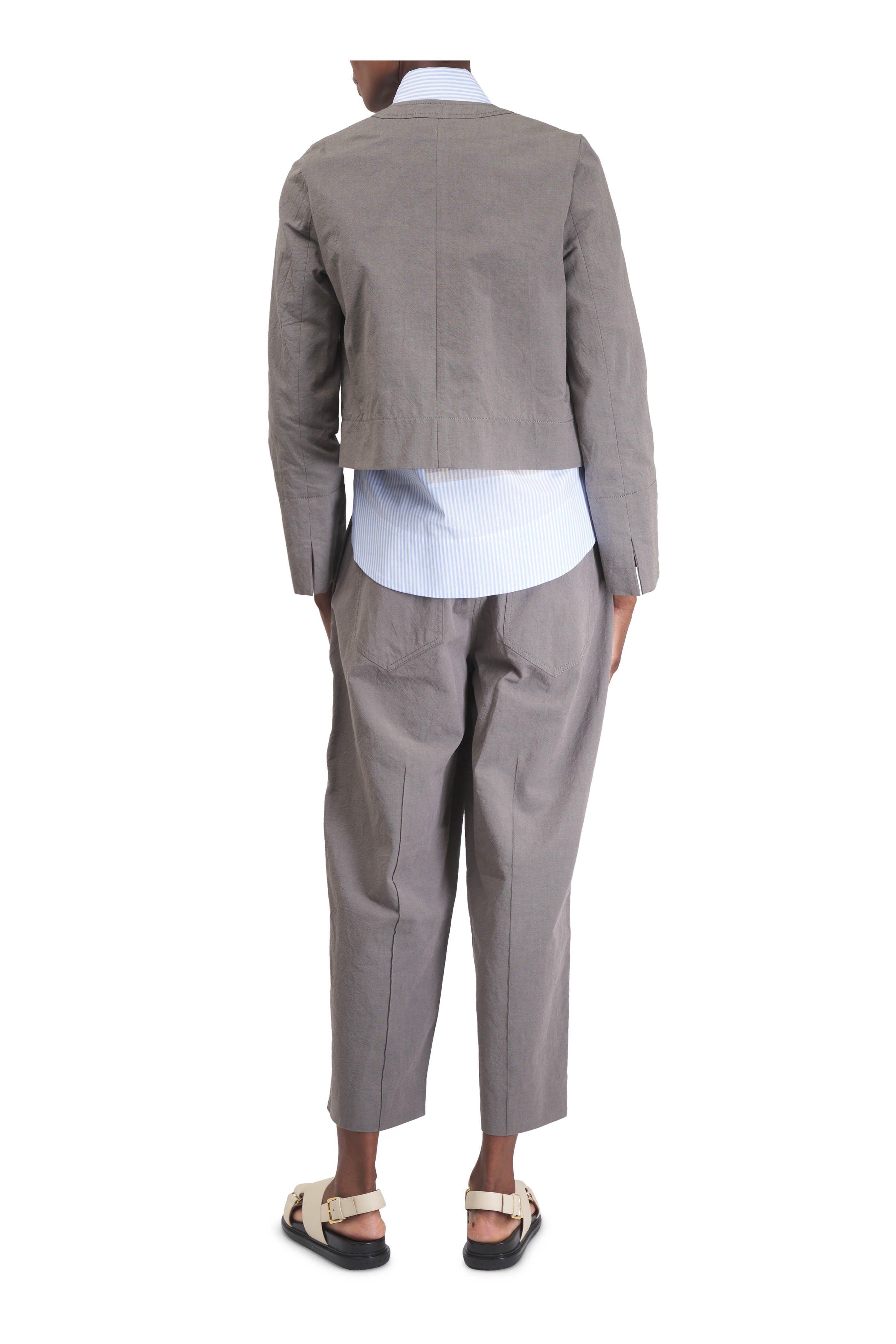 Odeeh - Black Copper Collarless Crop Jacket