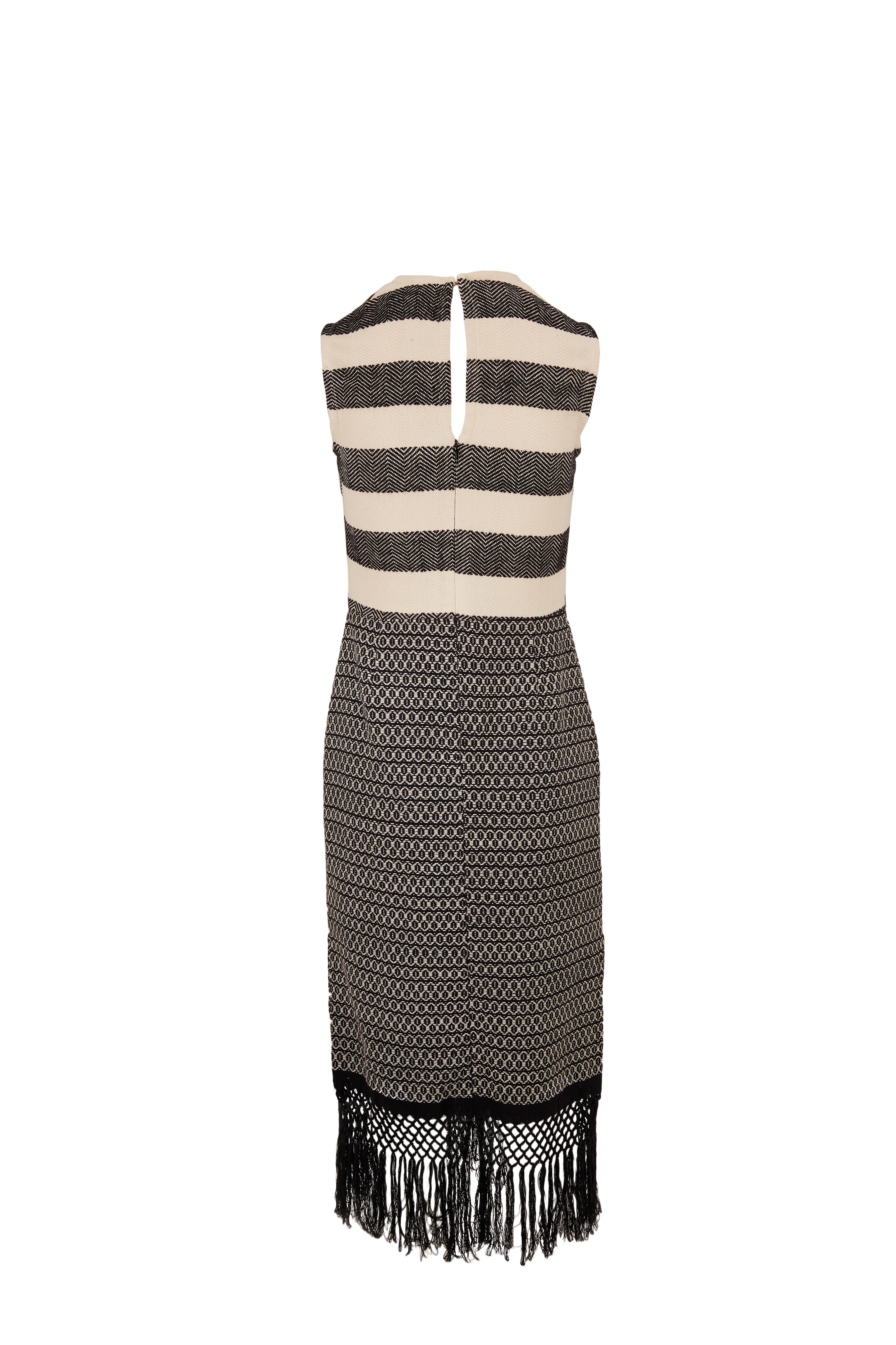 Jaline - Yolanda Black & Ecru Handwoven Sleeveless Dress