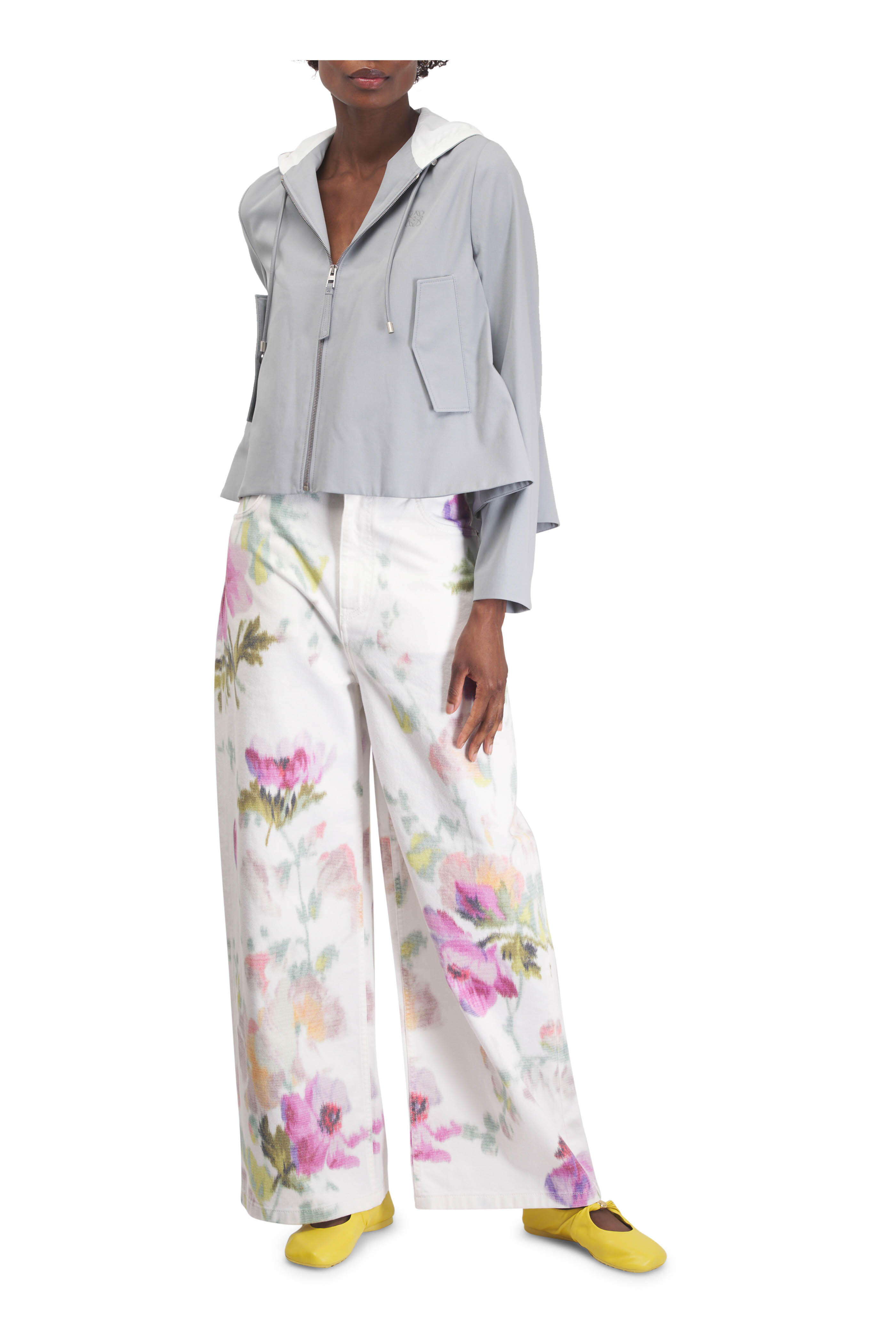 デニム・ジーパン LOEWE WHITE JEANS WITH FLORAL DIGITAL PRINT Loewe White jeans with floral digital print | TheDoubleF