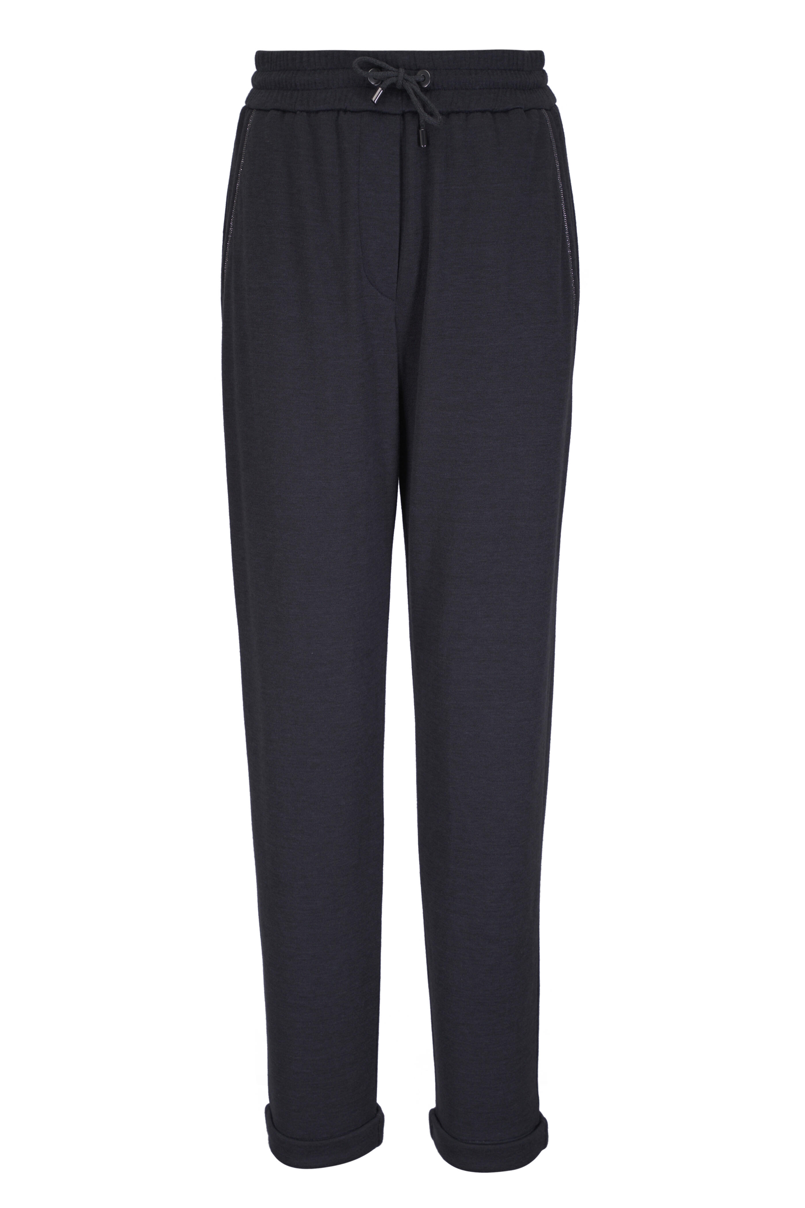 Brunello Cucinelli - Coal Cotton & Silk Monili Trim Pocket Pant