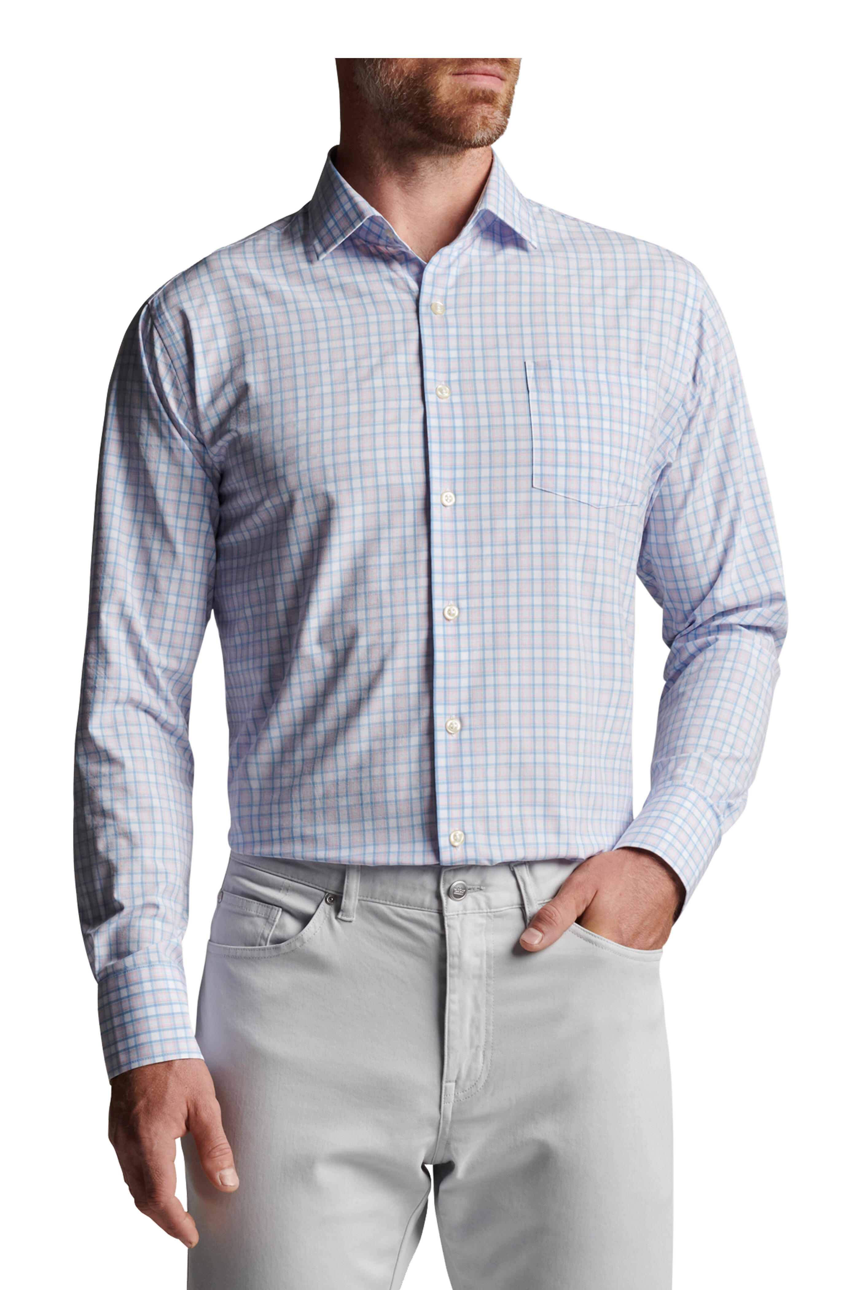 Peter Millar - Lee Palmer Pink & Blue Plaid Poplin Sport Shirt