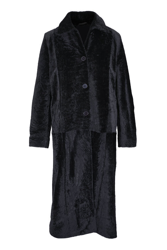 Nour Hammour Paloma Black Astrakhan Shearling Jacket - view 1