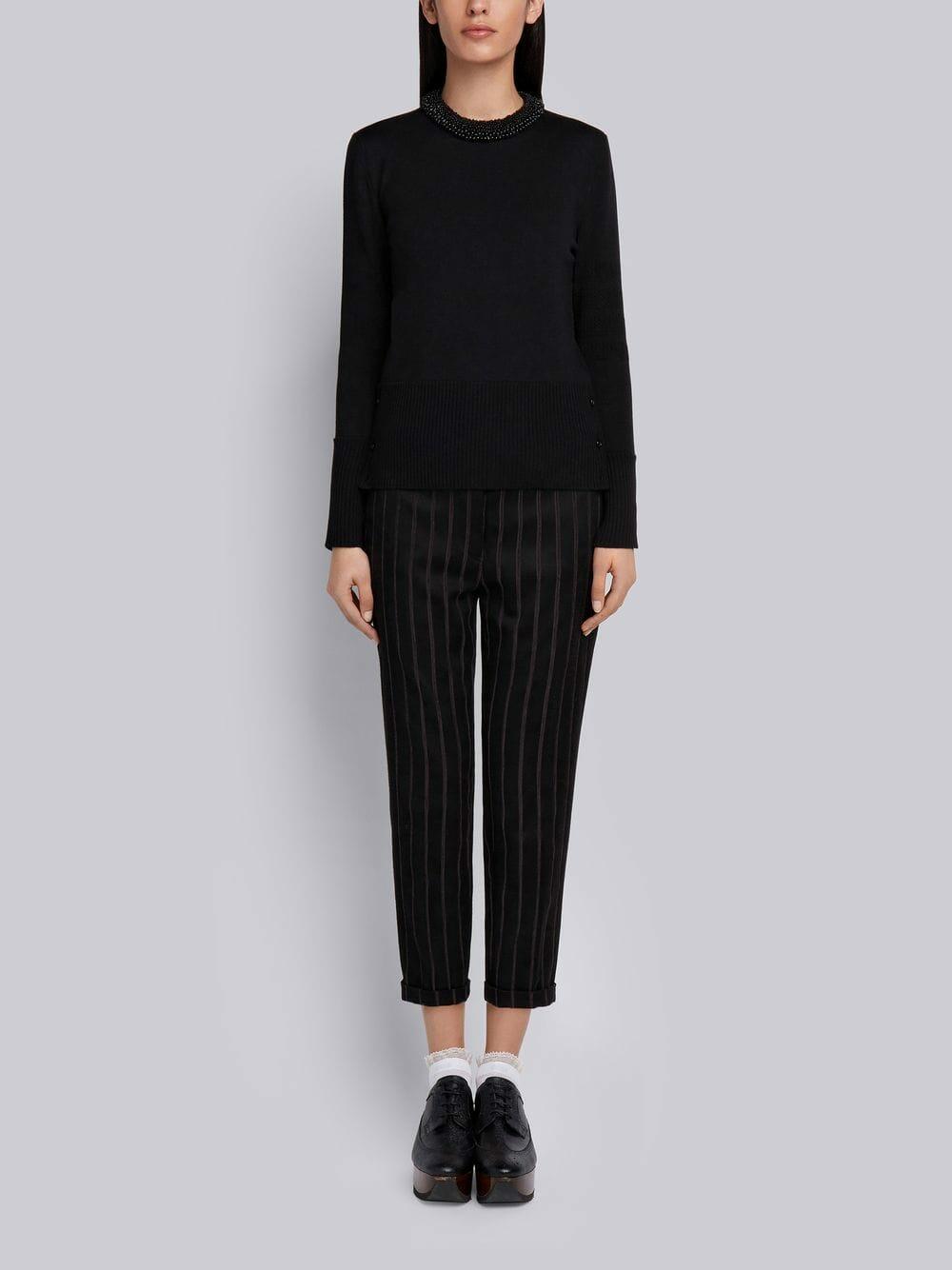 Thom Browne - Black Pearl Trim Crewneck Sweater