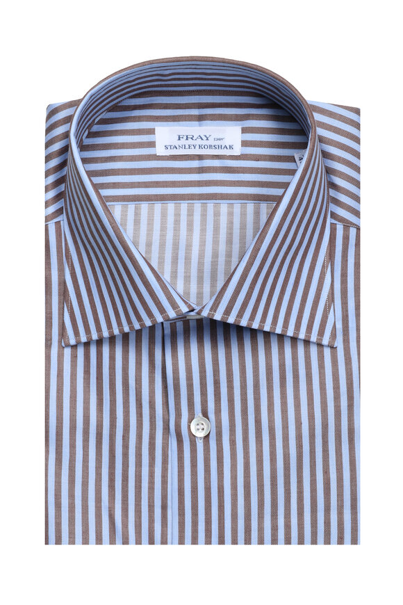 Fray Blue & Chocolate Striped Dress Shirt