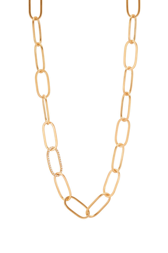 Caroline Ellen - 20K Gold & Diamond Handmade Large Link Necklace 