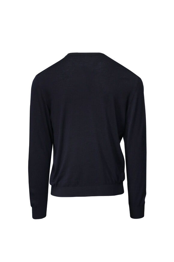 Colombo Navy Blue Wool Crewneck Sweater - view 2