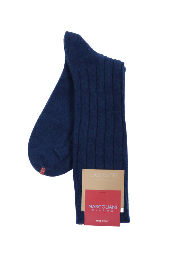 Marcoliani Cadet Blue Cashmere Midcalf Socks