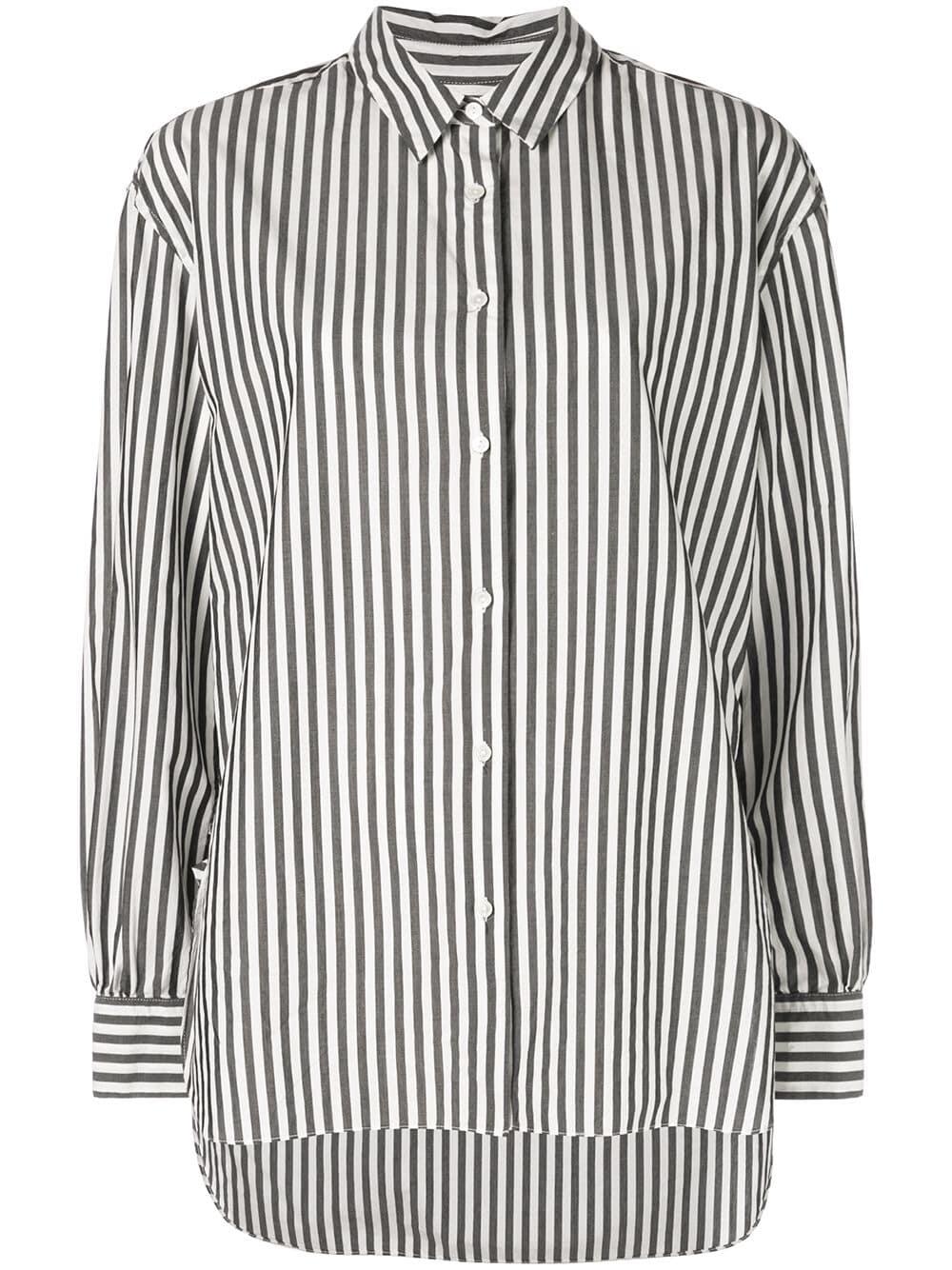 Nili Lotan - Noa Washed Black Striped Cotton Shirt