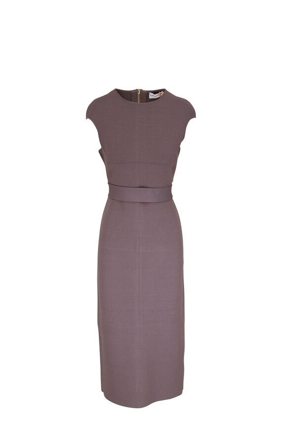 Scanlan Theodore - Taupe Crepe Knit Midi Dress