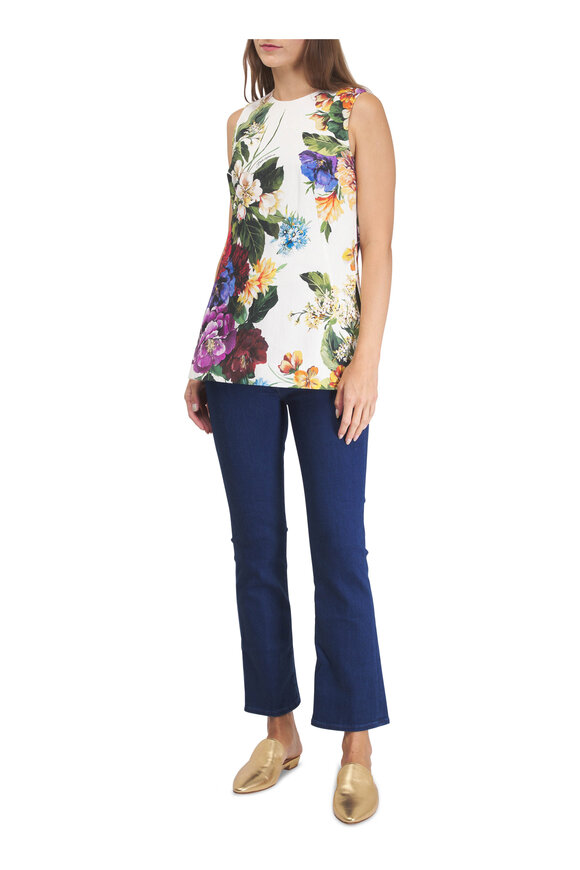 Dolce & Gabbana Multicolor Floral Print Sleeveless Crewneck Blouse - view 2
