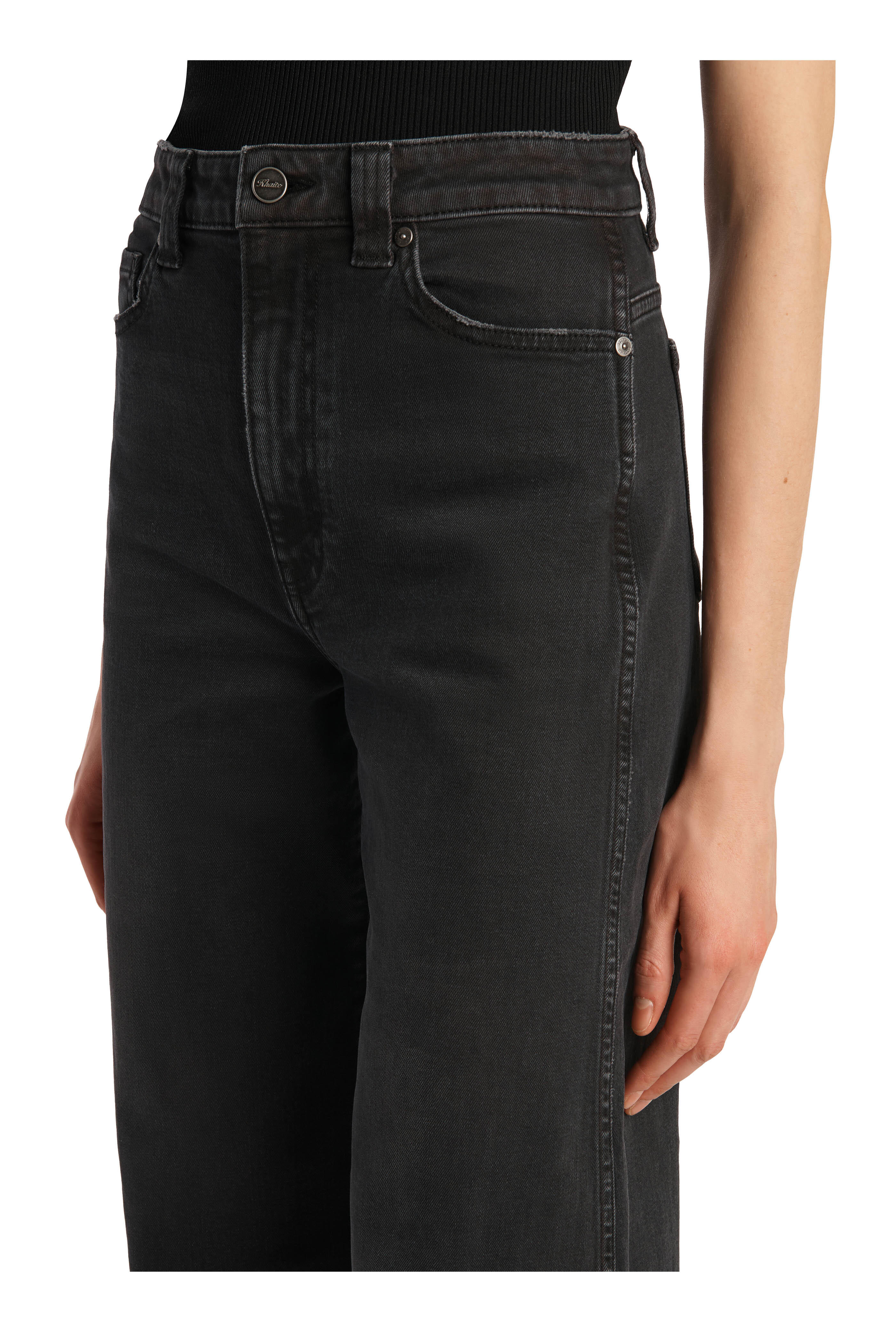 Khaite - Dane Black Denim High-Rise Wide Leg Pant