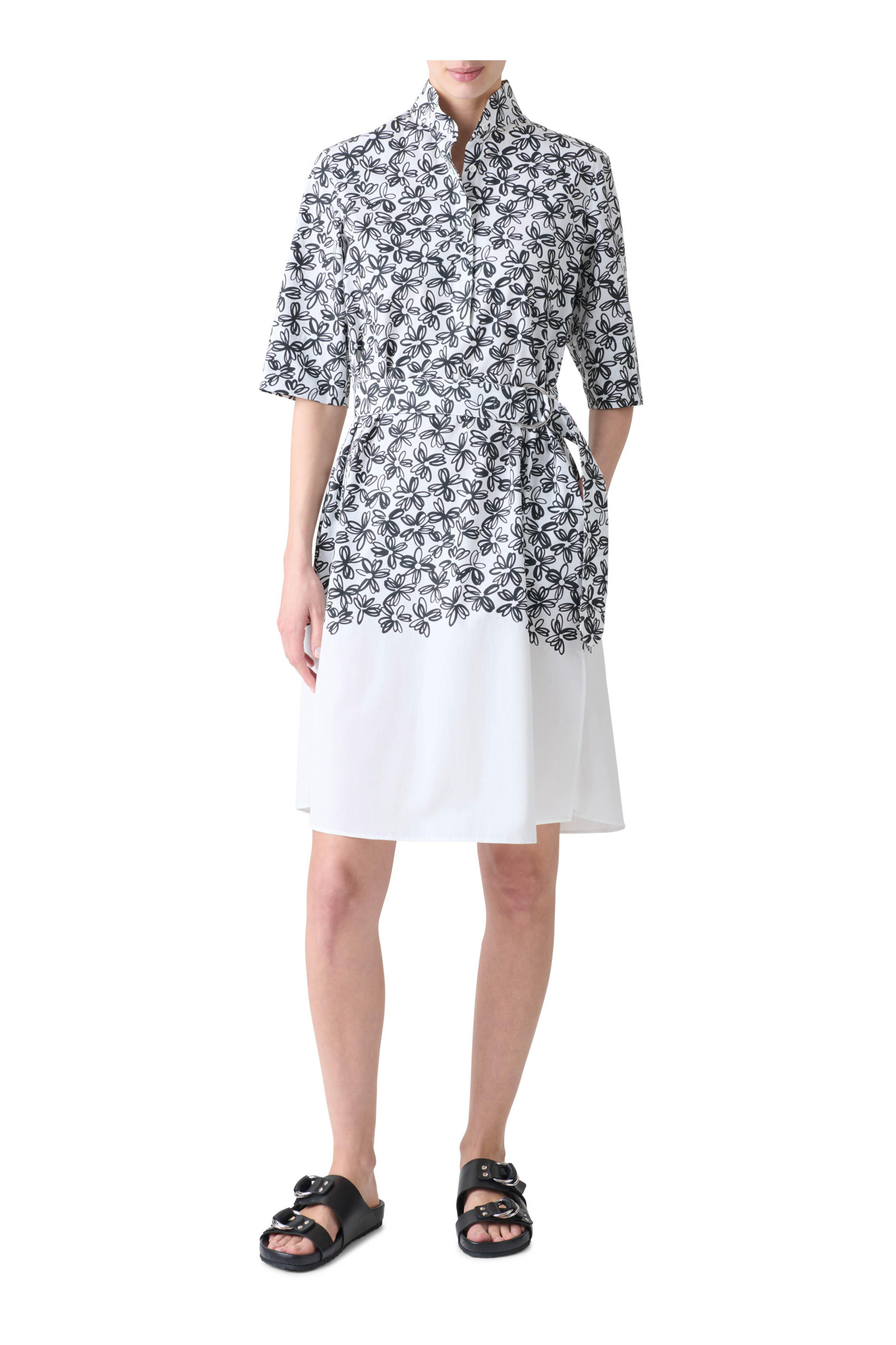 Akris Punto - Daisy-Print Cotton Poplin Belted Shirtdress