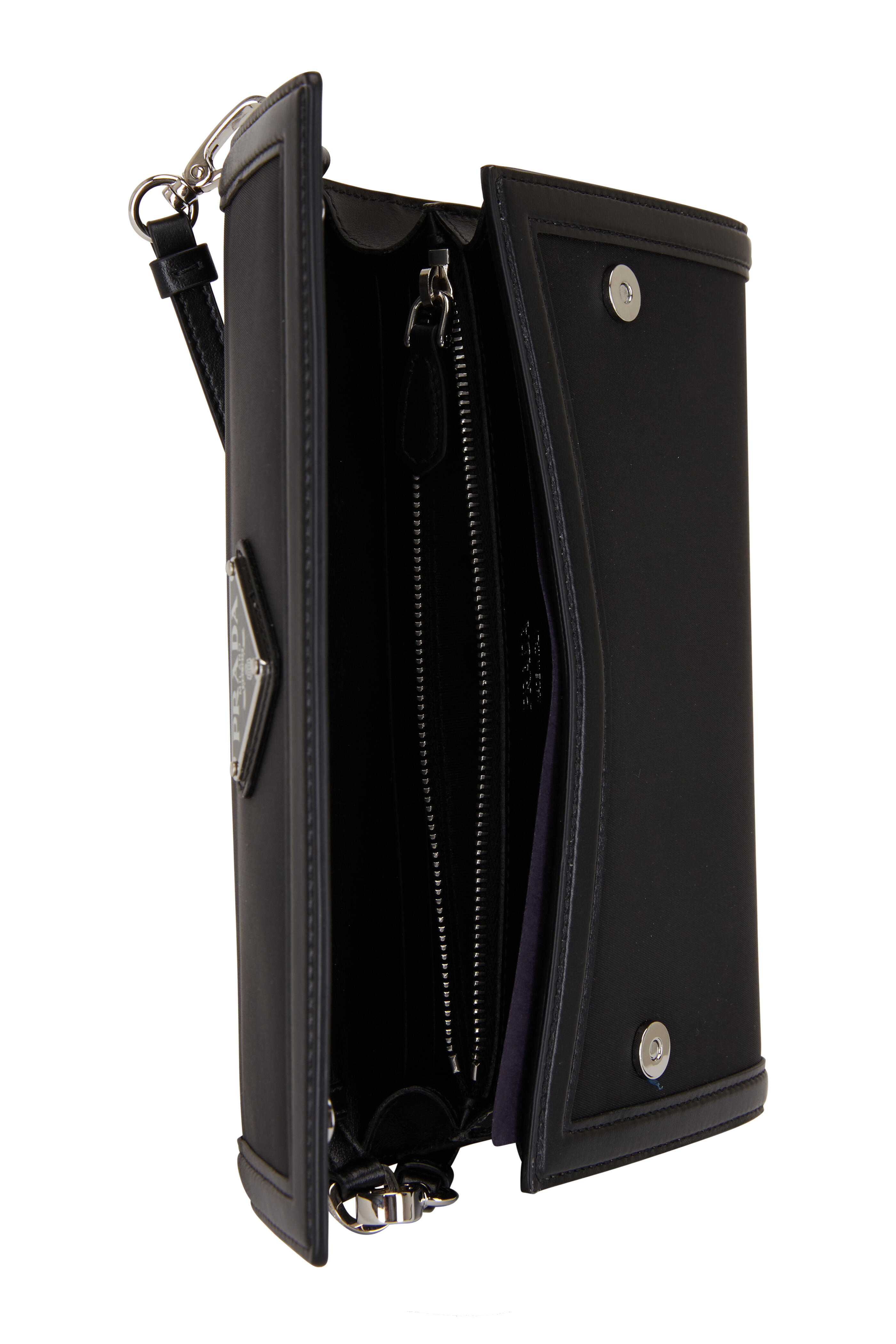 Prada Saffiano leather wallet with shoulder strap
