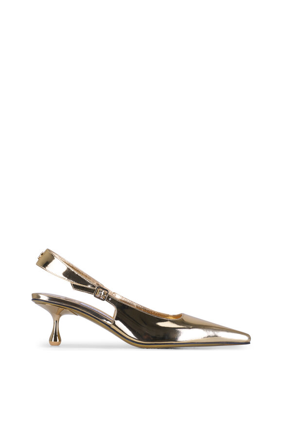 Jimmy Choo - Amel Liquid Gold Metal Leather Slingback, 50mm