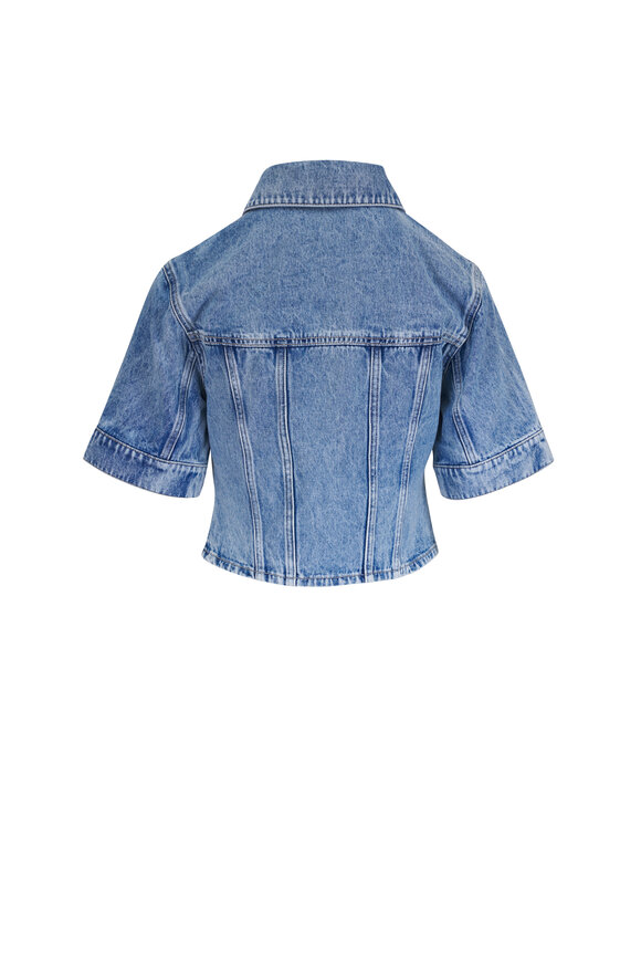 VERONICA BEARD ダブル デニムジャケット シルバー Veronica Beard - Malcom Silver Dust Cropped Denim Jacket