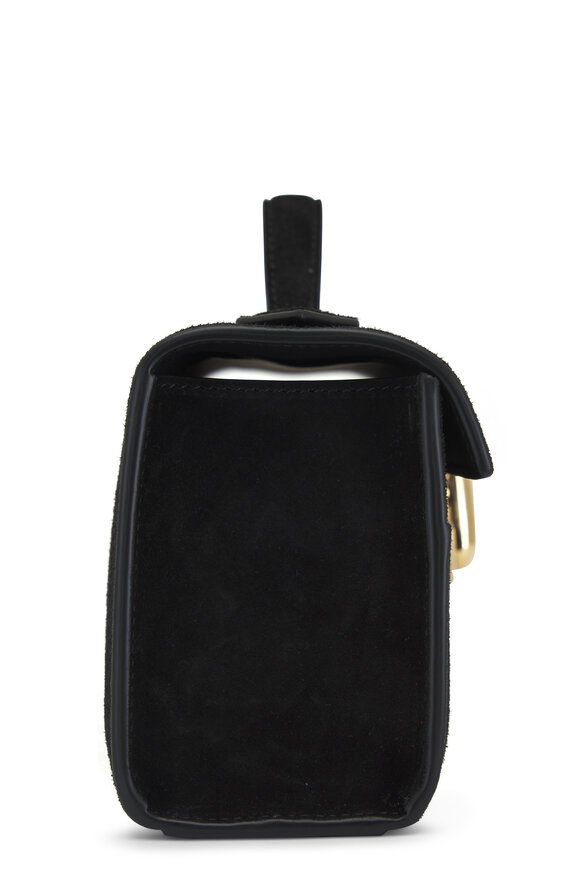 Savette - Symmetry Pochette Black Suede Top Handle Bag