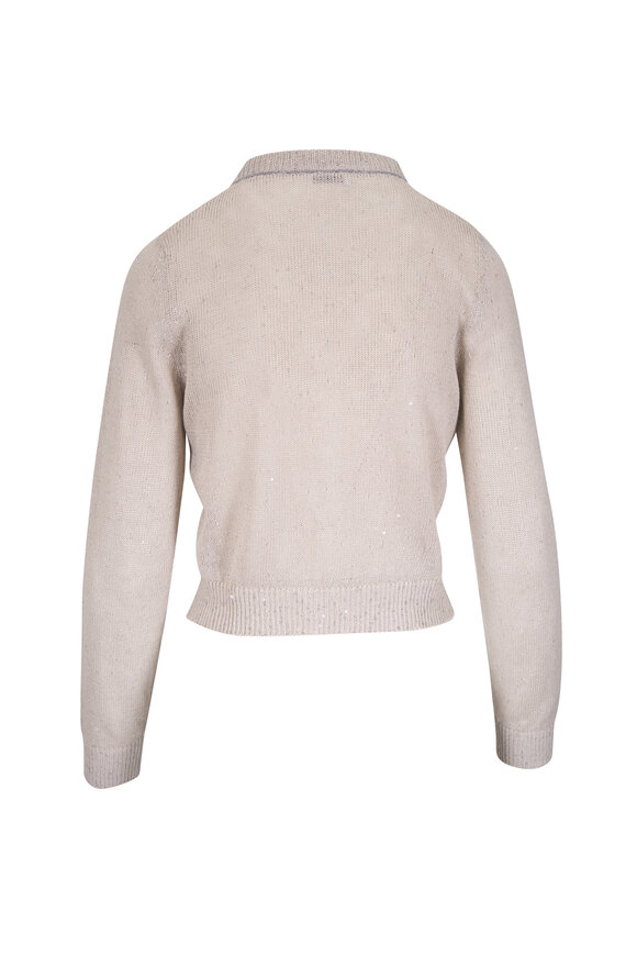 Brunello Cucinelli - Neutral Linen & Silk Paillette Cropped Cardigan