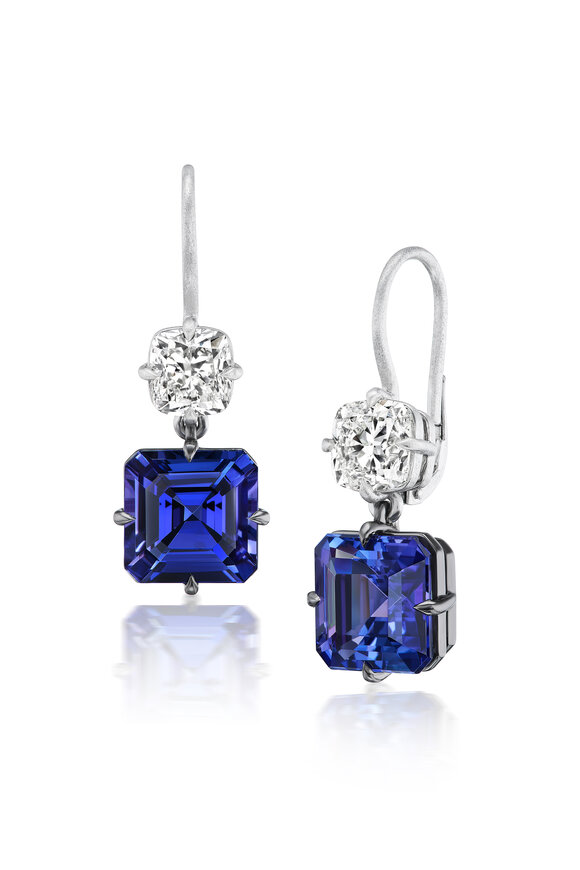 Nam Cho 18k White Gold Tanzanite & Diamond Drop Earring - view 1