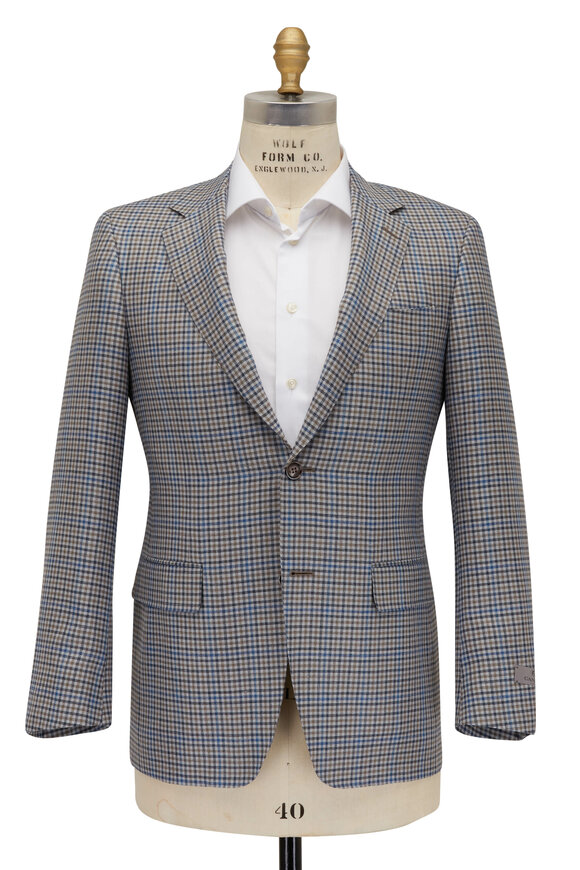 Canali - Tan & Blue Vintage Check Sportcoat 