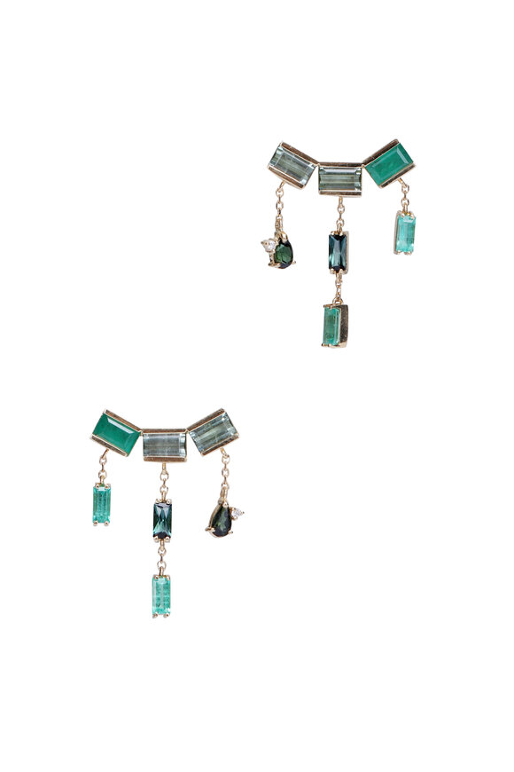 Carolina Neves Tourmaline & Emerald Art Deco Earrings