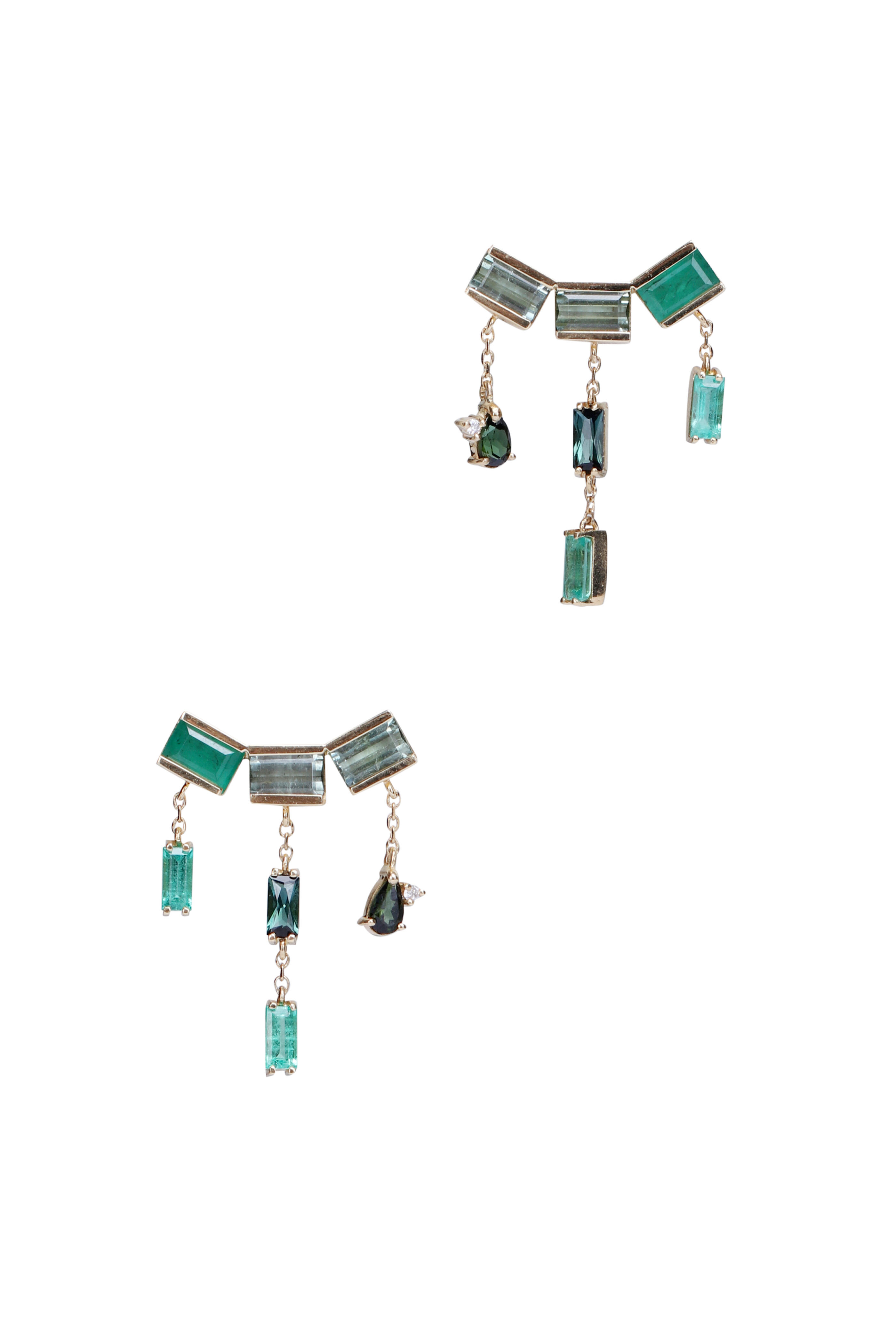 Carolina Neves - Tourmaline & Emerald Art Deco Earrings