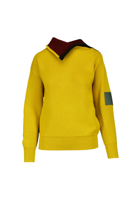 Loewe Asymmetric Olive Zip Sweater - view 1