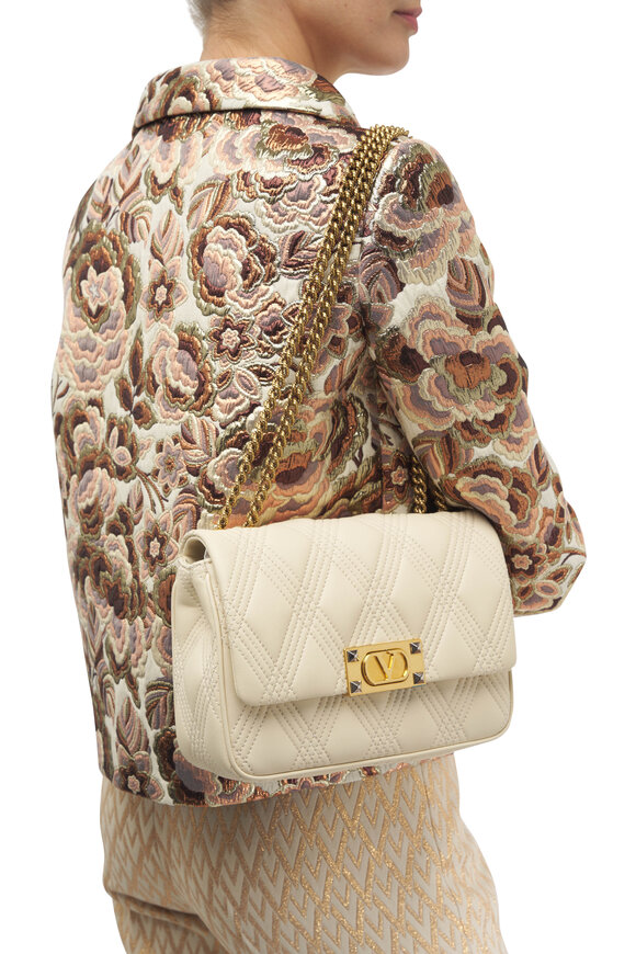 Valentino Garavani - Quiltie 67 Butter White Leather Shoulder Bag