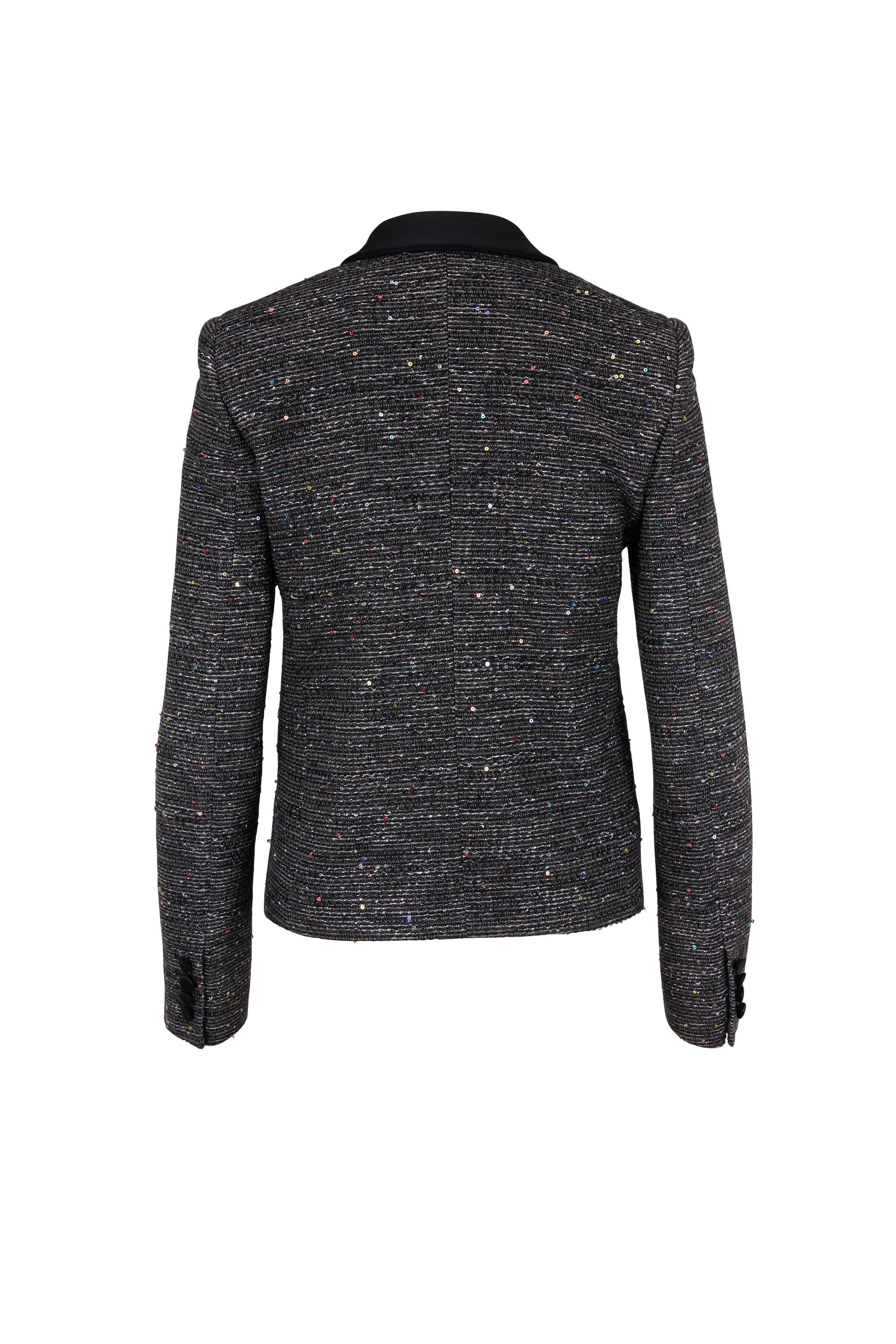 Saint Laurent - Black Sequin Tweed Jacket | Mitchell Stores