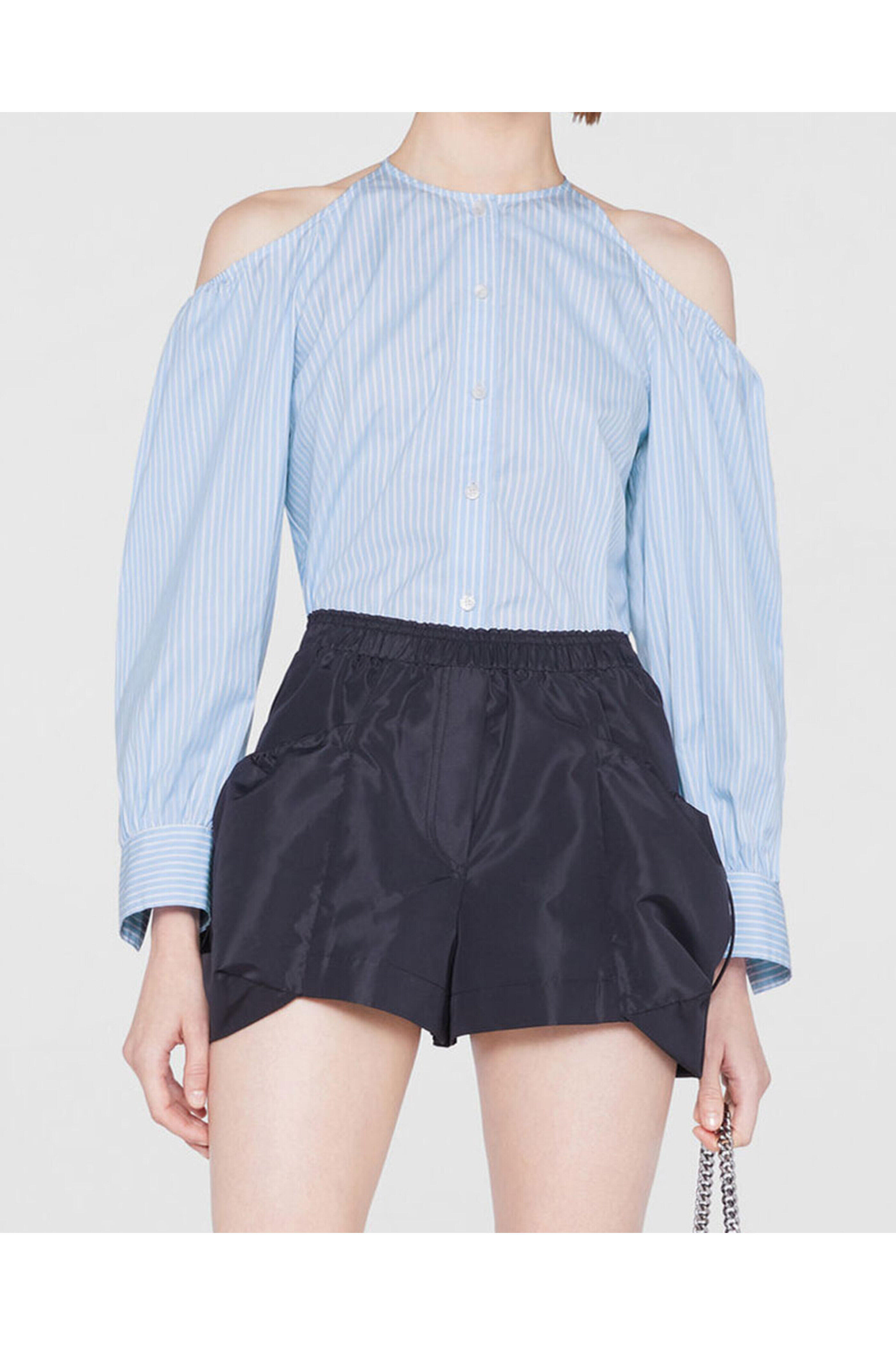 Stella McCartney - Light Blue Stripe Open Shoulder Shirt